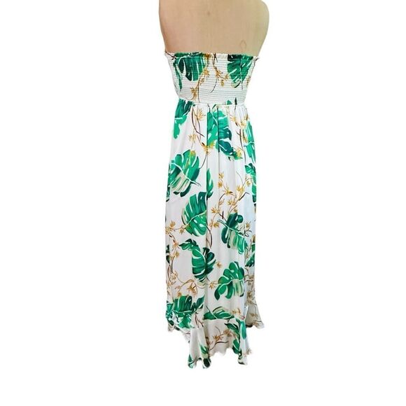The Webster at Target Green and White Palm Print Strapless Maxi Dress size Small - Picture 3 of 16